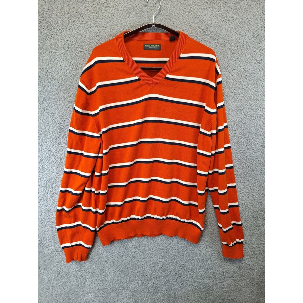 John Bartlett Consensus Striped V Neck Sweater Mens SIze XXL 100% Cotton